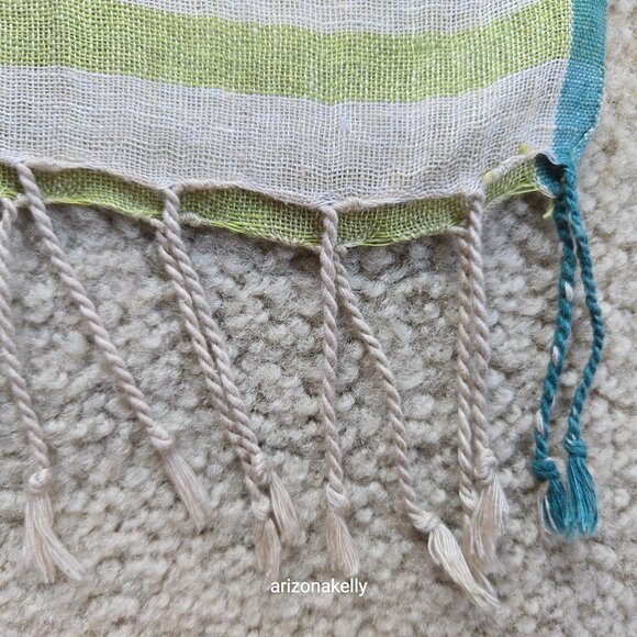 NWOT Linen Gudrun Sjödén Scarf Green Grey Sweden Scandinavian - Picture 7 of 15